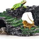 GOZILLA Basking Platform Step Ledge, Reptile Hideout Turtle Tank Accessories Decorations, Turtle Basking Platform Habitat for Turtles, Leopard Gecko and Bearded Dragon(Black-M-Kit)