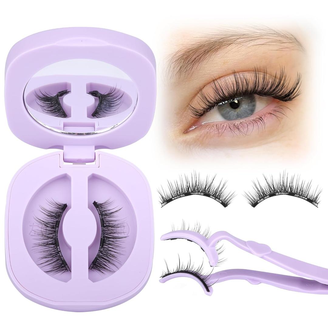 Magnetic Eyelashes with Applicator Natural Look Magnetic Lashes with Applicator Wispy False Lashes with Magnets No Need Glue Reusable Lashes by Lanflower (C1 Pair)