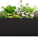 Gabviem Metal Planter Box 36" L x 15" W x 15" H, Rectangular Trough Planter Box with 6 Drainage Holes & Raised Bottom, All-Weather Garden Planter Box for Outdoor Patio/Porch, Lawn, Black