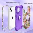 TEECOVER for iPhone 13/14 Case, Heavy-Duty Shockproof Full Protection Hard Plastic Bumper + Soft Silicone Rubber Protective Case for iPhone 13/14-6.1-Inch, Purple Butterfly