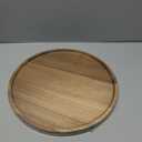 Round Wooden Serving Tray, 13.8 Inch Acacia Decorative Tray for Home Decor, Coffee Table, Farmhouse Style Wood Tray for Small Candle, Vases, Jewelry Organizer, Home Kitchen Dining Tabletop Decor