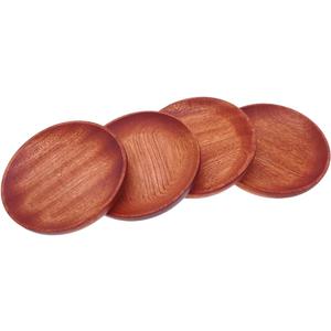 4PCS Wooden Round Coasters for Drinks - 4.8 Inch Natural Wood Cup Holders, Ebony Wood for Tea, Coffee, Beer, Dining Table Decor, Kitchen & Bar Accessories (Ebony)