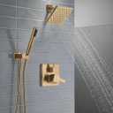 Delta Modern Square Shower System Faucet Set, Brushed Gold 6.5-inch Shower Head and Handle Set, Valve Trim Kit, Champagne Bronze T342703-CZ (Valve Not Included)