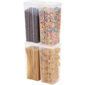 IRIS USA Food Storage Containers with Flip-Top Lid, 3.9 Qt - 4 Pack, Clear Stackable Food Containers for Kitchen & Pantry Organization, BPA-Free, Food Grade Plastic For Flour, Sugar, Dry Food, Grain, Food Grade Large - 4 Pack