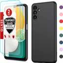 LeYi for Samsung Galaxy A13 5G Case: A13 5G Case with 2 Pack Tempered Glass Screen Protector for Women Men, Liquid Silicone Slim Silky-Soft Protective Phone Case for Samsung A13, Black