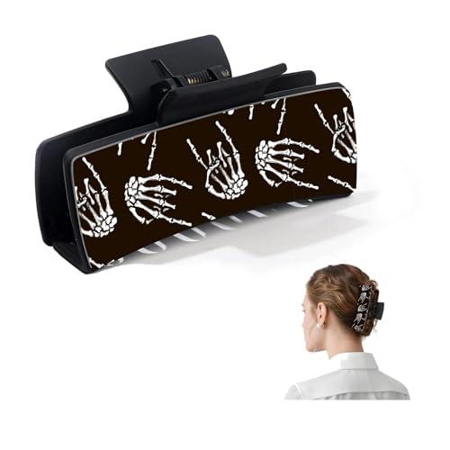 ANKVRP Cute Hair Clips for Women, Large Hair Claw Clips Funny Printed, Strong Hold jaw clips for Thick Hair and Long Hair Cool Skull Hand