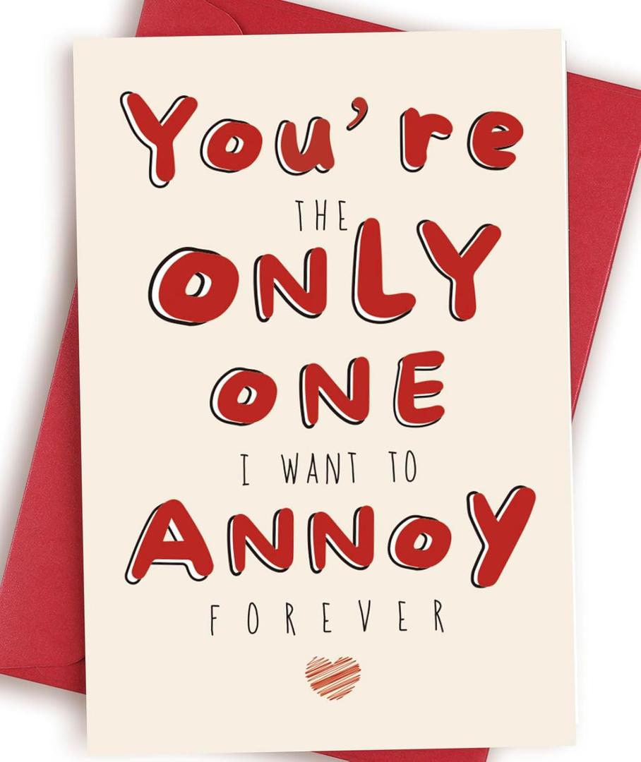 5 x Funny Valentines Day Card for Him Her, Cute Vday Gifts for Husband Boyfriend Wife, I Want To Annoy You Card