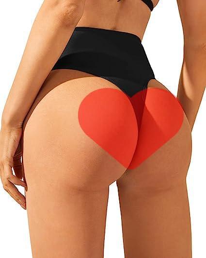 Zmart Women High Waist Thong Bikini Bottoms High Cut Swimsuit Bathing Suit Cheeky Brazilian Swimwear Bottom Leopard M