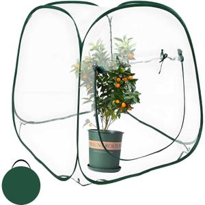 Plant Mini Greenhouse Pop Up Greenhouse Covers, Transparent Freeze Protection PVC Tent with Roll-up Zipper Entry Doors for Indoor and Outdoor Gardens Protecting Plant from Cold Frost (PVC, 39x39x39in)