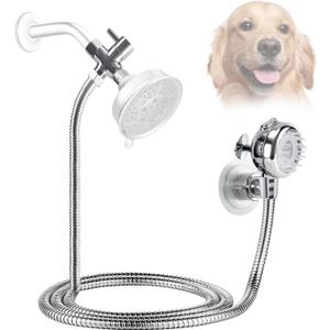 Pet Shower Set with 8.2ft Hose for Bathroom Shower Arm (Adhesive Holder)