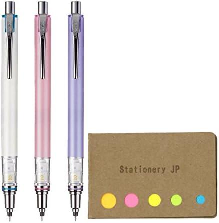 Kuru Toga Advance Auto Lead Rotation Mechanical Pencil 0.3 mm, Body Color(Lavender/Baby Pink/White), Pack of 3, Sticky Notes Value Set