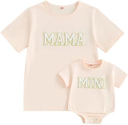 Mommy and Me Matching Shirts Outfit Cute Letter Graphic Tshirt Tops Mom and Mini Matching Outfits 1 Pack 2XL