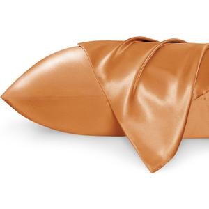 Bedsure Satin Pillowcases, Similar to Silk Pillow Cases Queen Size Set of 2, Pillow Case for Sleeping Women with Envelope Closure, Gifts for Women Men, Burnt Orange, 20x30 Inches