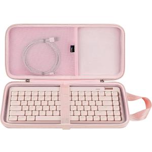 GEEKRIA Slim Keyboards Carrying Case, Compatible with Nuphy Air75 V3, Logitech MX Mechanical Mini, MelGeek O2, LOFREE Flow84/ Flow Lite 84, 84 Keys Hard Shell Travel Bag (Pink)