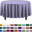 Exquisite Party Solids 6-Pack Premium Plastic Tablecloth 84in. Round Plastic Table Cover - Lavender