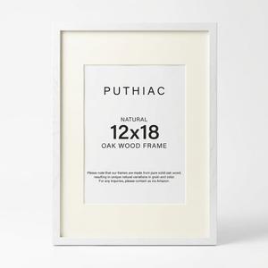 puthiac 12x18 Solid Oak Wood Picture Frame, White, 1 Pack