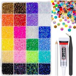 Qiipii 24 Color 13800pcs 3mm Jelly Resin Rhinestones for Bedazzling Crafting Flatback Stones Colorful AB Gems Diamonds for Nails Eyes Face Makeup Tumblers Bottles DIY Crafts Clothes Shoes Phones