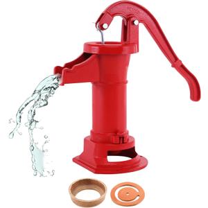 Samger Antique Well Hand Pitcher Pump, Cast Iron Manual Hand Water Pump with Leather Repair Kit - Lower Valve Leather & Cup Leather, 25 ft Max Lift, Old Fashioned for Outdoor, Yard, Pond, Garden