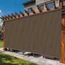 12'W x 8'H Mocha Outdoor Roller Shade with Crank Wand Patio Shades Roll up, UV Blocking & Privacy Protection