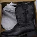 Jousen Cowboy Boots for Men Embroidery Western Boots Durable Square Toe Mens Boot (9, Amy8420-silkyblack)