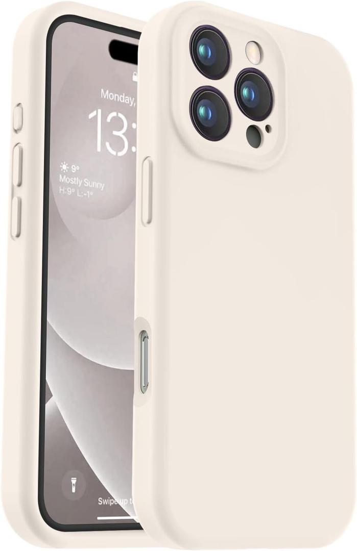 Vooii Compatible with iPhone 16 Pro Case, Liquid Silicone Upgrade [Camera Protection] [Soft Anti-Scratch Microfiber Lining] Shockproof Phone Case for iPhone 16 Pro 6.3 inch - Stone