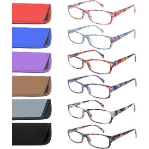 VIDEBLA Computer Reading Glasses Men and Women Anti Eyestrain Blue Light Blocking Glasses for Reading (6 Pack Mix, 4.0, x)