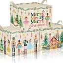 3 Pcs Christmas Nutcracker Baskets for Gifts Empty Christmas Tree Ballet Girl Soldier Storage Bin with Handle Fabric Storage Container Cube Box for Home Office Dorm Closet Shelf Organizer