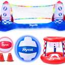 JoyCat LED Inflatable Pool Floats Set,125 Inch Volleyball Net & Basketball Hoop,Floating Swimming Pool Games Beach Toys for Kids,Water Games for Adults and Family,Pools Party Gift