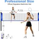Badminton Set, Portable Outdoor Anti-Sag System Official 20ft x 5ft Easy Setup Durable Net with 4 Rackets, 3 Shuttlecocks & Carry Bag for Backyard, Lawn or Beach Fun