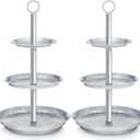 Umigy 2 Packs Galvanized 3 Tier Stand Farmhouse 3 Tier Cupcake Serving Tray Metal Dessert Seafood Display Tower Steel Pastry Holders for Tea Party Wedding Decoration