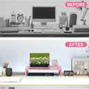 Qupui 21" Monitor Stand Riser with Phone Holder, Monitor Stand for Desk, Computer Monitor Stand, Desk Shelf for Top of Desk, Desktop Organizer for Laptop, Printer, TV