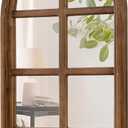 Farmhouse Cathedral Window Pane Mirror Wall Decor 18 X 36 Inch, Hanging Distressed Wood Arched Window Mirror, Decorative Wall Mirrors for Living Room Bedroom Entryway