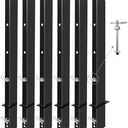 SALUINOKI 6Pack 30" C Channel Pipe Stake for Flatbed Trailer Hauler Adjustable Bolt-On Anti-Loss, 30 inch Flatbed Trailer Stake Pocket D Ring, Trailers Stakes Side Rail Black