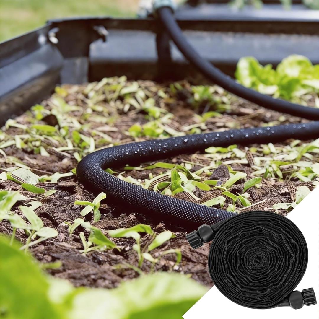 30FT Flat Soaker Hose,Lightweight and Soft Garden Drip Watering Hose Saves 80% Water,Leak Proof Sprinkler Hose for Garden,Flower Planters & Vegetable Plots