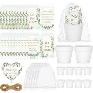Ctosree 50 Sets Let Love Grow Wedding Favors for Guests Include Self Adhesive Seed Packets (Seed Not Include) White Flowerpot Thank You Tags and Organza Gift Bags for Bridal Shower Wedding Party Favor (Eucalyptus Leaf Theme) Ctosree 50 Sets Let Love Grow Wedding Favors for Guests Include Self Adhesive Seed Packets (Seed Not Include) White Flowerpot Thank You Tags and Organza Gift Bags for Bridal Shower Wedding Party Favor (Eucalyptus Leaf Theme)
