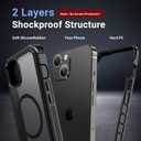 jaroco Magnetic for iPhone 15 Case, [Compatible with MagSafe][Military Grade Drop Protection][Heavy Duty Protection][Non-Slip][Shockproof] 2-Layer Durable Bumper Phone Case 6.1''-Black