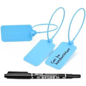 Plastic Seals Shipping Tags Label Logistics Use Sign Tie, Sealing Storage Multi Purpose Name ID Tag for Backpack, Schoolbag, Car Key, Luggage(50pcs,Blue)