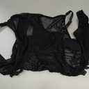 Lingerie for Women Sexy Teddy Bodysuit Sheer Mesh Halter One Piece Lingerie with Snap Crotch (Small, Black)