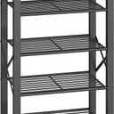 5-Tier Narrow Shoe Rack, Tall Shoe Rack for 5-10 Pairs, Slim Shoe Storage Organizer with Wooden Top, Space Saving, Metal Frame, for Entryway, Rustic Brown and Black SS65BR (16.5" x 10.4" x 33.4")