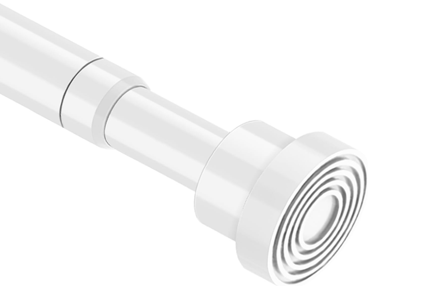 Spring Curtain Rod 33 to 56 Inch Adjustable White Curtain Rod No Drilling NonSlip Expandable Tension Rod for Window, Doorway, Closet, Door, Wardrobe, White