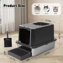 RIZZARI Enclosed Cat Litter Box: All Black Stainless Steel - Odor-Resistant & High-Sided - Teflon Non-Stick Coating for Quick Cleaning - Large Top-Exit Pan for Modern Homes Balcony