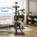 FDW | 54" Cat Tree Tower | Purple Gray | Multi-Level Indoor Activity Center with Sisal Scratching Posts, Condos, Plush Perches, Hanging Cat Toys | Sturdy, Easy to Assemble | for Kittens & Adult Cats