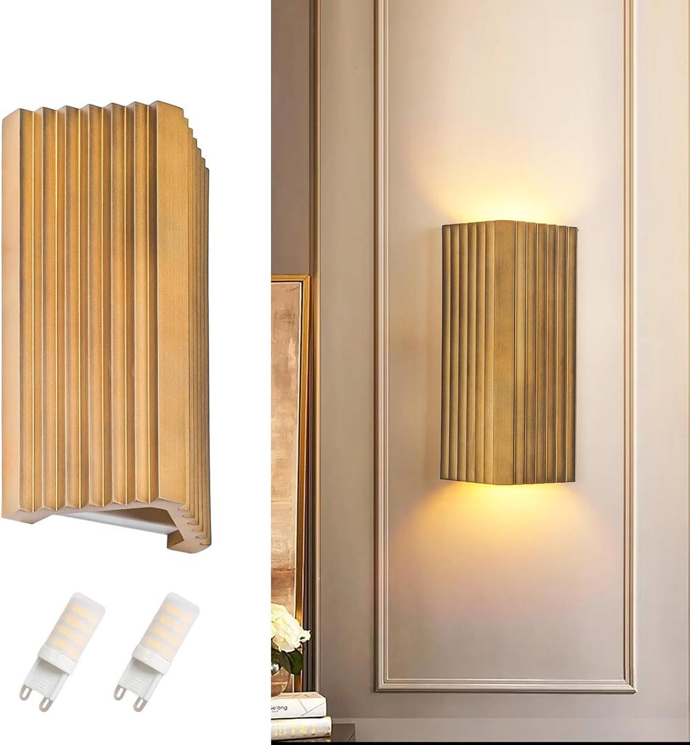 ZEROUNO Modern LED Wall Sconce Indoor Wall Lights, Bronze Hardwired Up and Down Wall Mount Light for Living Room Bedroom Hallway Corridor Stairs Warm White 3000K (with Replacement G9 Bulbs) (Brown)