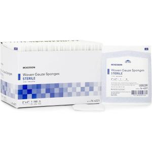 McKesson Woven Gauze Sponges, Sterile, 12-Ply, 100% Cotton, 2 in x 2 in, 100 per Pack, 1 Pack