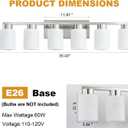 6-Light Bathroom Light Fixtures, Modern Vanity Lights, Brushed Nickel Metal Wall Lamp with White Marble Glass for Bathroom, Mirror, Living Room, Bedroom, Cabinet, Porch, Hallway, E26 Base