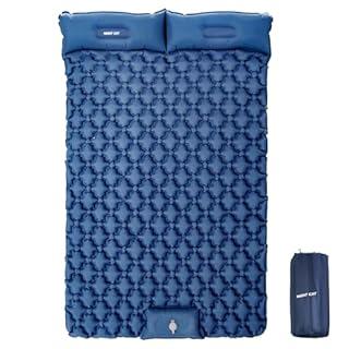 Night Cat Inflatable Double Sleeping Pad Mat Bed with Foot Pump and Double Pillow for Camping Backpacking Hiking Ultra-Light Compact Comfortable 77"x 47"