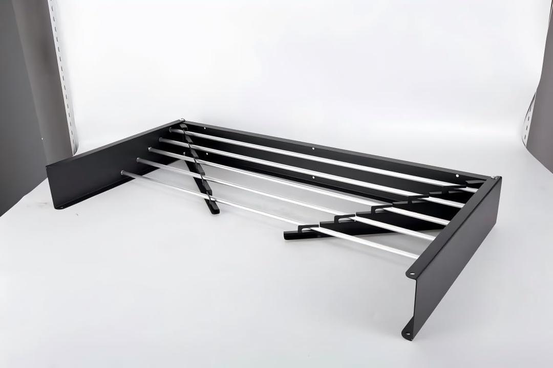 HILLHOUSE Wall Mounted Drying Rack 40 Inch Foldable, Heavy Duty 60 lb Capacity Clothes Airer with Wall Template, Collapsible Space Saver for Bathroom Laundry, 6 Aluminum Alloy Tubes, Black