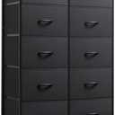 WLIVE Tall Black Dresser for Bedroom with 10 Drawers, Chest of Drawers, Dressers Bedroom Furniture, Storage Organizer Unit with Fabric Bins for Closet, Hallway, Living Room, Entryway