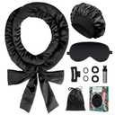 Gwabee Satin Heatless Curls Overnight Hair Curlers to Sleep In Hair Curler Rollers No Heat Hair Wrap for Curls Headband, 70" Satin Heatless Curling Rod Set for Women Long Waves Hair Volume-Black 10PCS