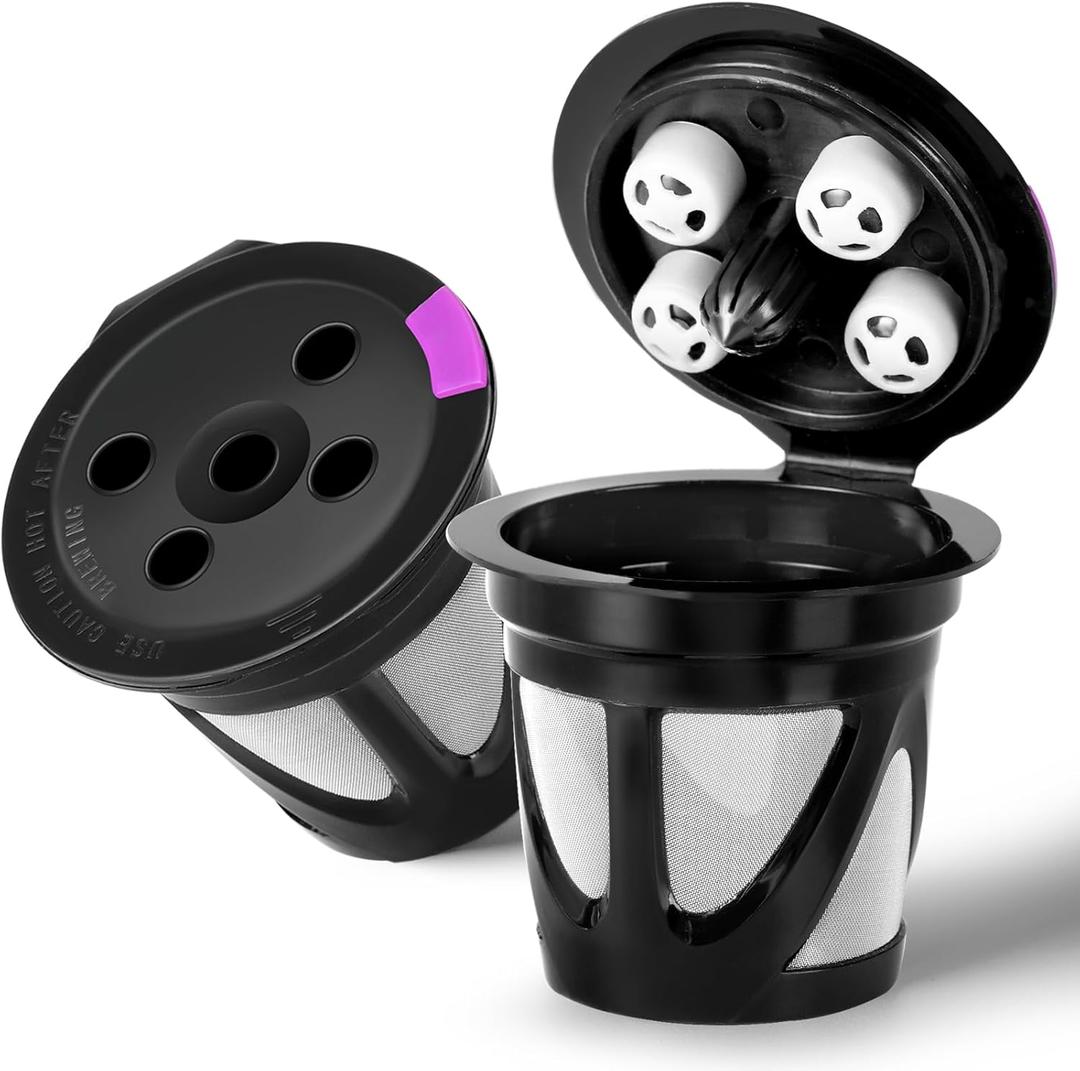 Reusable K Cups for Keurig, 2-Pack Universal K CUP Refillable Coffee Pods with 5 Holes, Designed for Keurig K Supreme, K Slim, K-Duo Gen2, K-Brew Chill with MultiStream Technology